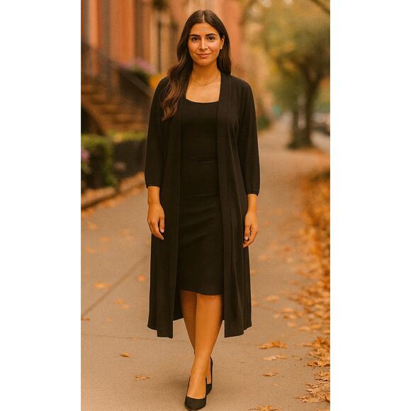 Karoo Mark Eisen Silk Open Front Cardigan S/M Black - Picture 1 of 5